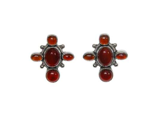 34011 Carnelian Cluster Sterling Silver Earrings