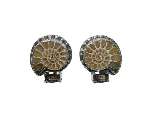 34010 Ammonite Quartz Sterling Silver Earrings