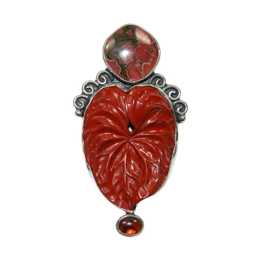 32429 Carved Jasper Sterling Silver Pin and Pendant