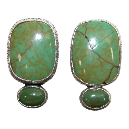 33935 Green Turquoise Sterling Silver Earrings