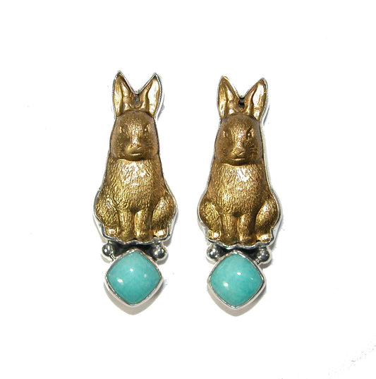 Turquoise Bunny Sterling Silver Earrings