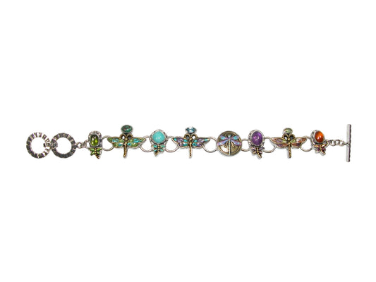 33156 Dragonfly Colorful Sterling Silver Bracelet