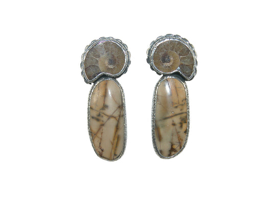 32821B Ammonite Sterling Silver Earrings