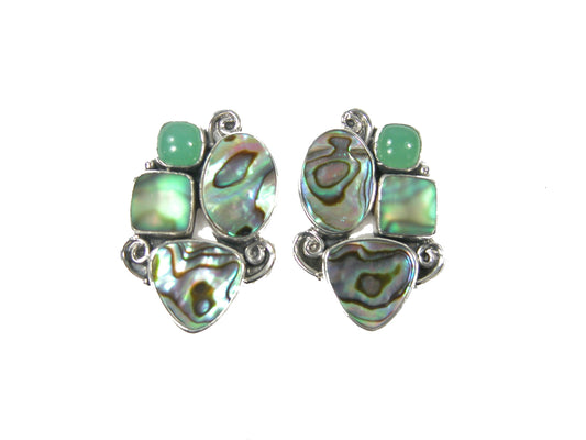 29385 Abalone Cluster Sterling Silver Earrings