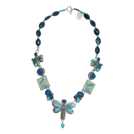 Lapis Turquoise Butterfly Sterling Silver Necklace