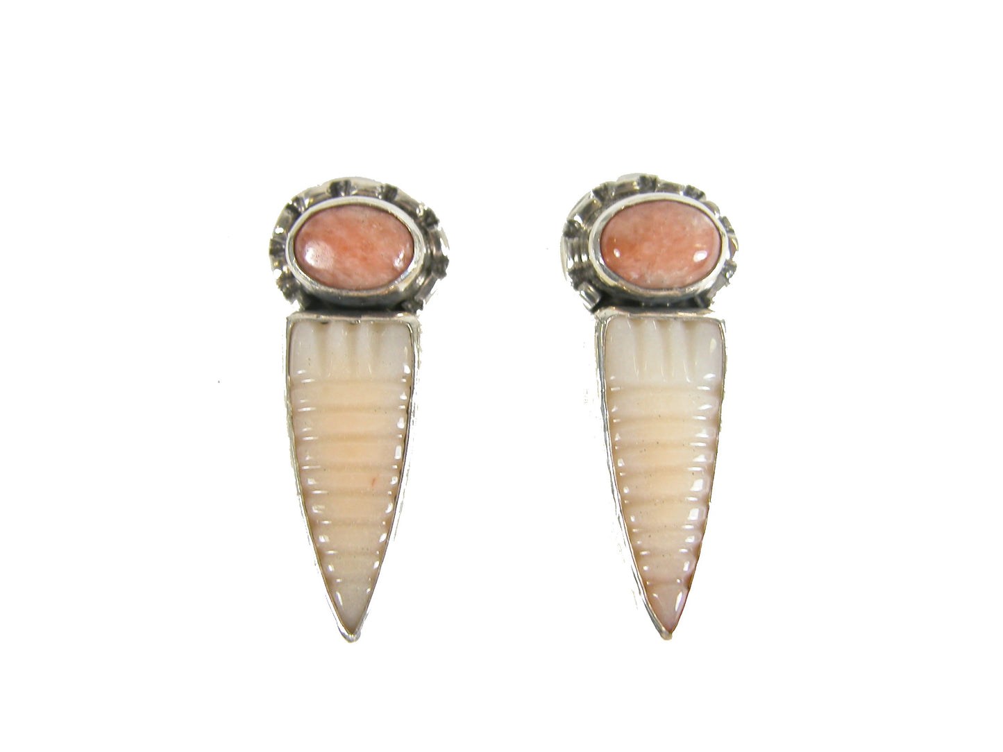 30922 Sunstone with Carnelian, Sterling Silver Earrings