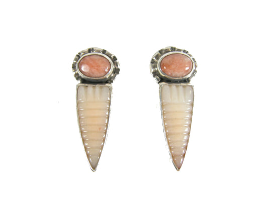 30922 Sunstone with Carnelian, Sterling Silver Earrings