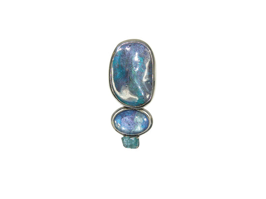 33296 Boulder Opal, Crystal Sterling Silver Pin and Pendant