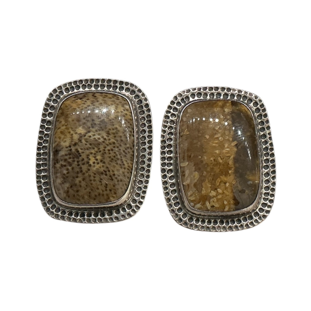20921 Petrified Palm Wood Sterling Silver Earrings