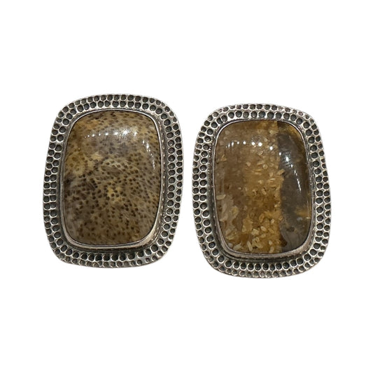 20921 Petrified Palm Wood Sterling Silver Earrings