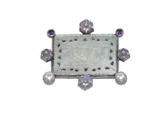 Mother of Pearl Sterling Silver Pin Pendant