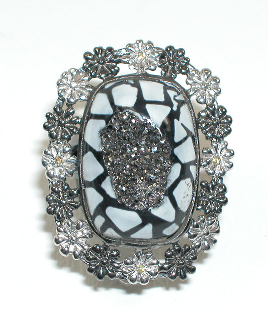 3409 Silver Druzy Ring