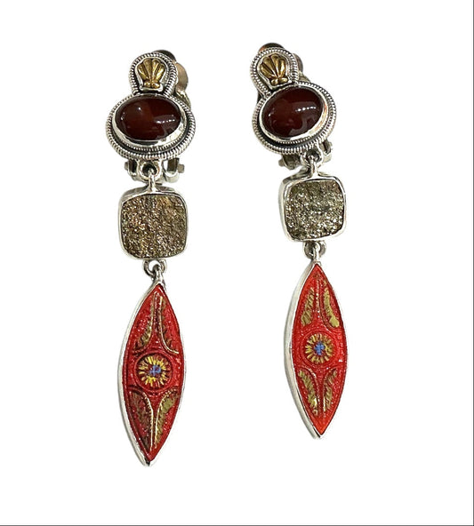 33889 Carnelian Druzy Sterling Silver Earrings
