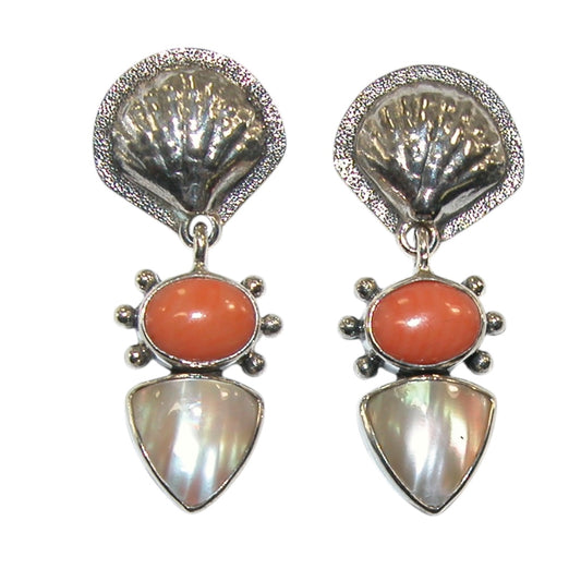 Sea Bamboo, Mabe Pearl Sterling Silver Earrings