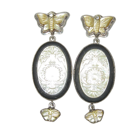 20999 Mother of Pearl Butterfly Sterling Silver Earrings