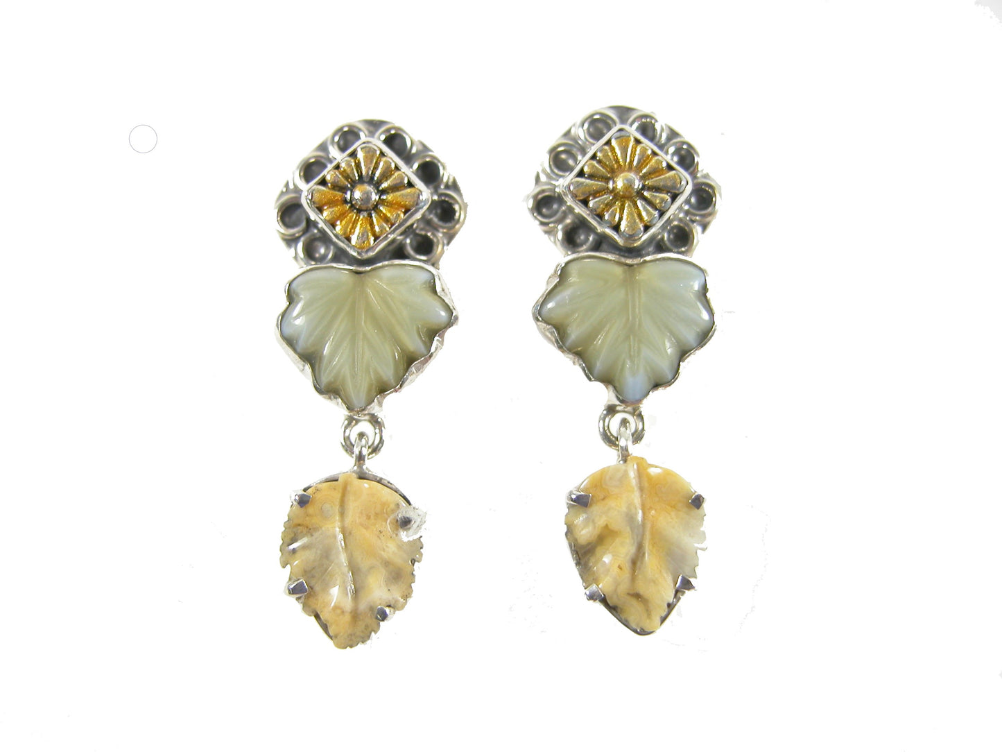 31401 Jasper, Hand Painted Enamel, Glass, Sterling Silver Earrings