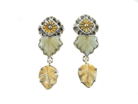 31401 Jasper, Hand Painted Enamel, Glass, Sterling Silver Earrings