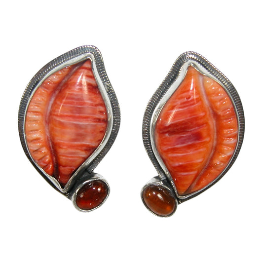 32681 Carved Shlell Sterling Silver Earrings