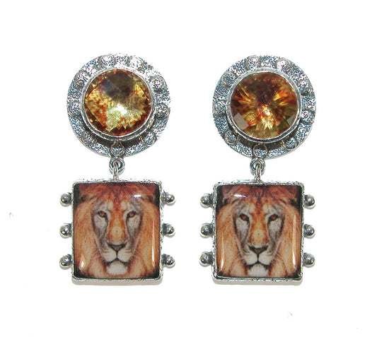 31952 Quartz, Handmade Tile, Sterling Silver Earrings