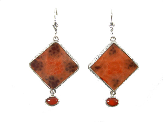 31939 Hand Made Tile, Carnelian Sterling Silver Earrings