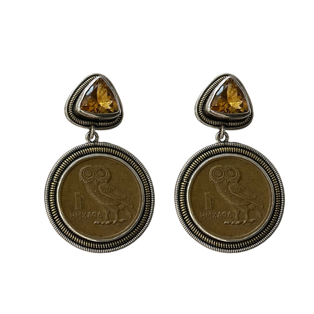 31529 Collectible Coin, Citrine Sterling Silver Earrings