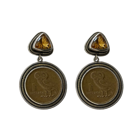 31529 Collectible Coin, Citrine Sterling Silver Earrings