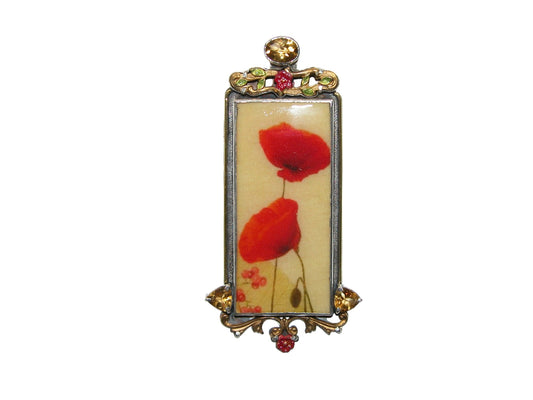 30579 Poppy Tile, Citrine, Sterling Silver Pin and Pendant