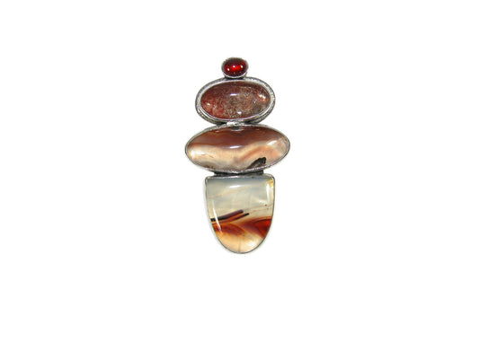 33318 4 Piece Agate Pin and Pendant