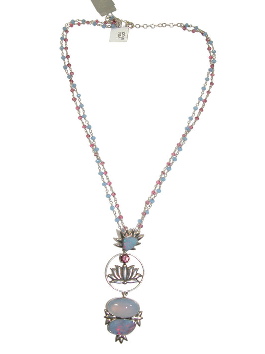 22328 Opal, Chalcedony, Quartz, Sterling Silver Necklace