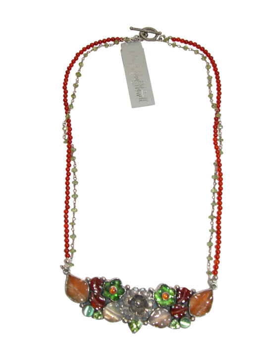 22991 Carnelian, Agate, Peridot, Moonstone, Sterling Silver Necklace