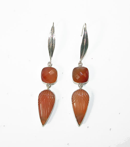 30270 Carved Onyx Sterling Silver Earrings