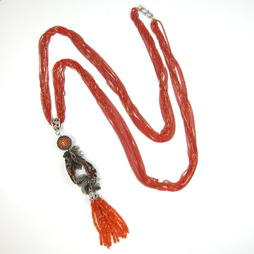 5443 Druzy, Carnelian, Sterling Silver Necklace