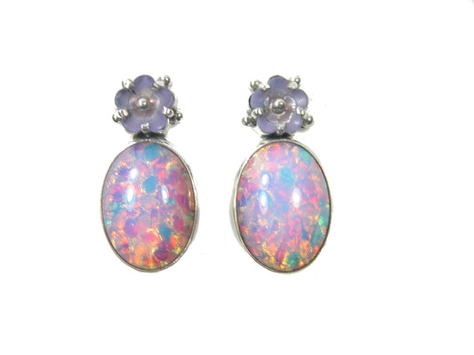 29184 Mother of Pearl Flower Sterling Silver Earrings