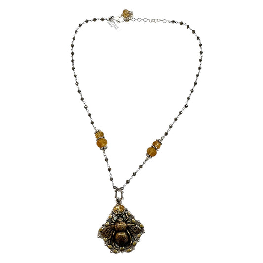 31576 Citrine Bee Sterling Silver Necklace
