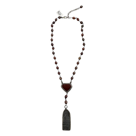 8105 Freshwater Pearl, Carved Carnelian, Sterling Silver Necklace
