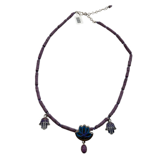 31316 Lotus Hand Enameling Beaded Necklace