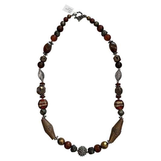 9945 African Brass, Pyrite, Horn, Hand Made Glass, Sterling Silver