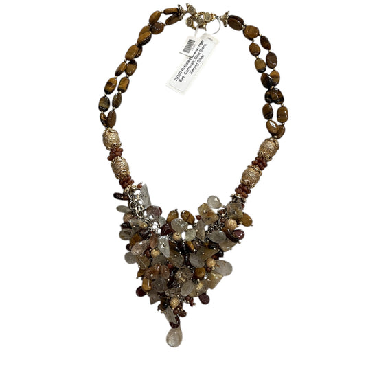 29260 Rutilated Quartz, Tiger Eye, Carnelian, Gold Stone, Sterling Silver