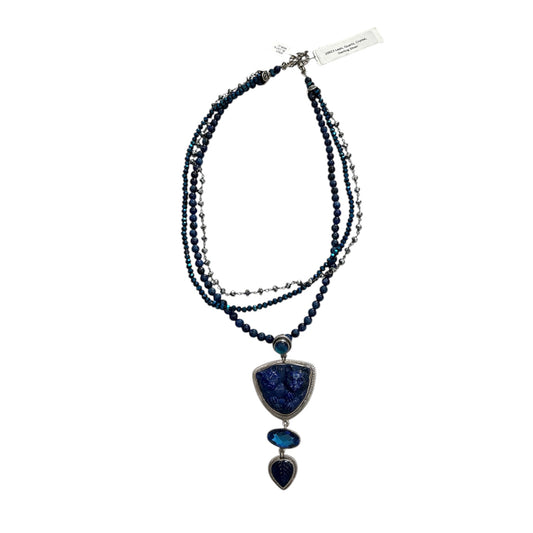 20923 Lapis, Quartz, Crystal Sterling Silver Necklace