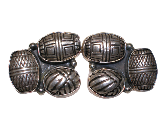 38103 Three Piece Oval Sterling Silver Earrings