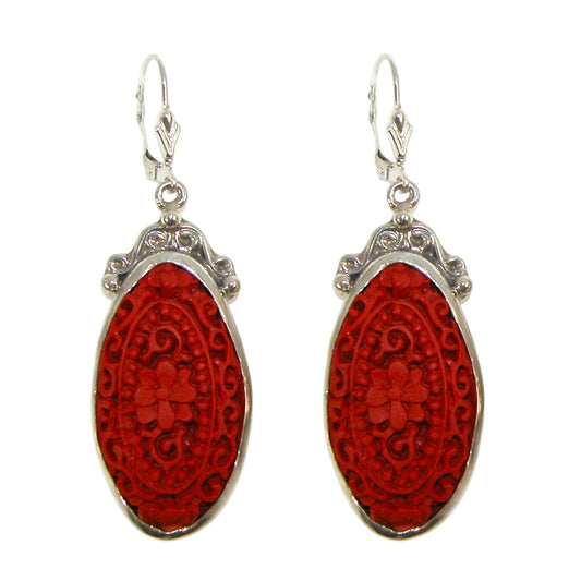 33890L Carved Zen Sterling Silver Earrings