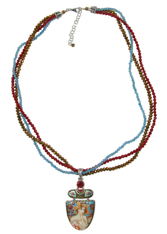 34249 Painted Lady, Garnet, Multi Necklace