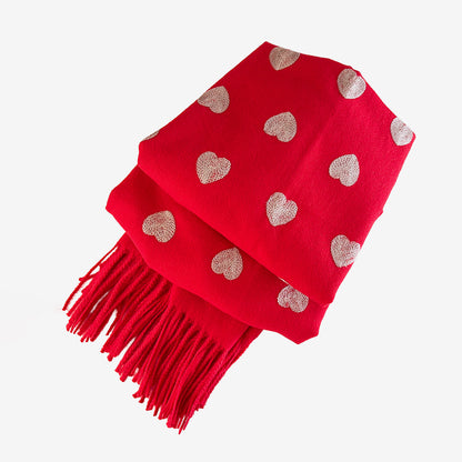 Embroidered Red Heart Shawl (GF3980)