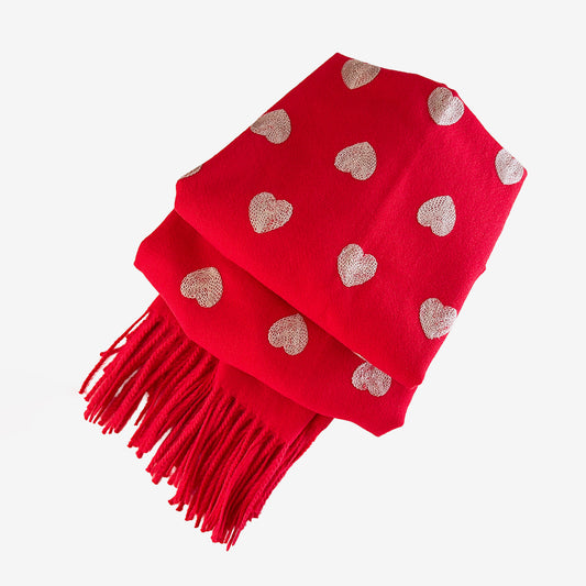 Embroidered Red Heart Shawl (GF3980)