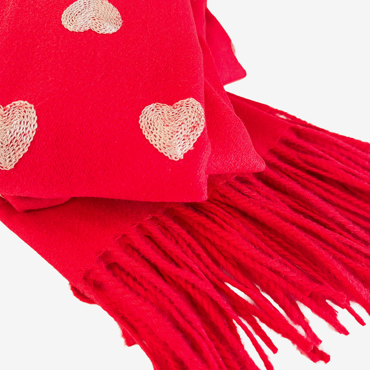 Embroidered Red Heart Shawl (GF3980)