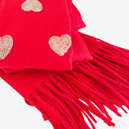 Embroidered Red Heart Shawl (GF3980)