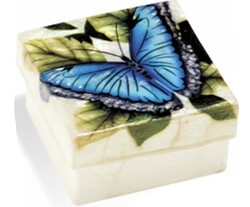 Capiz Shell Box GF5184 Blue Butterfly