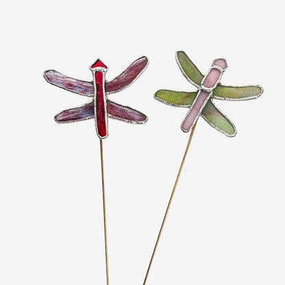 Stained Glass Dragonfly Plant Ornaments by LORI