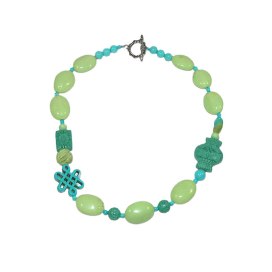 10476 Carved Turquoise Beaded Necklace