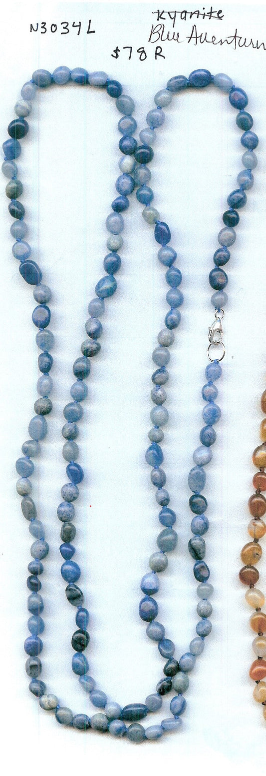 Blue Aventurine Beaded Long Necklace